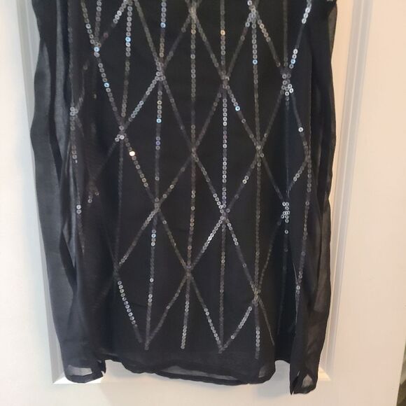Kersh Sheer Black Sequin Sleeveless Blouse - Picture 4 of 9